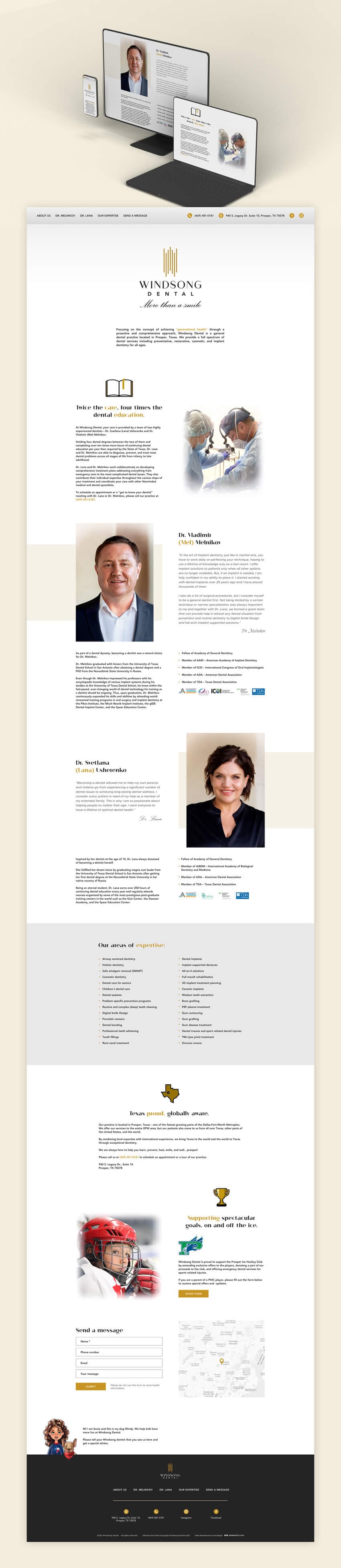 Windsong Dental - Կայքի ձևավորում և պատրաստում