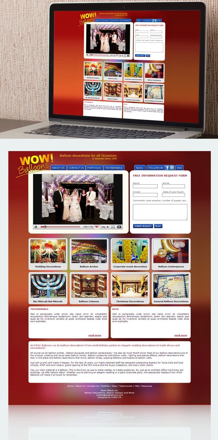WEB SITE TEMPLATE FOR BALLOON DECORATING COMPANY V2 - Дизайн и разработка веб-сайта