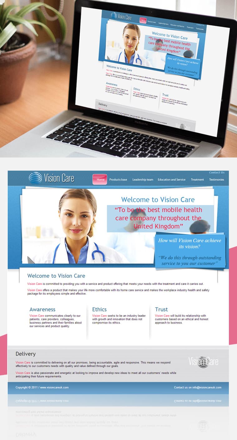 Vision Care - Կայքի ձևավորում և պատրաստում