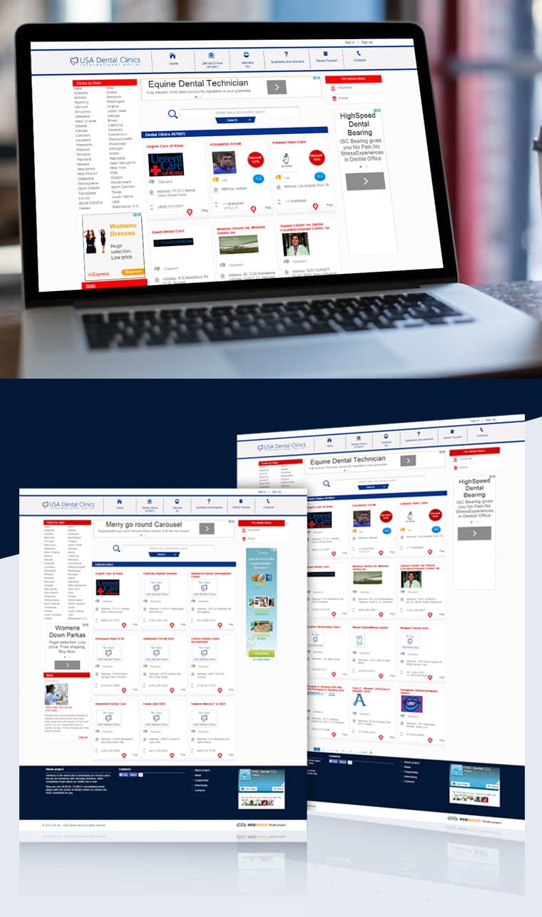 Finddentalclinic.com - Дизайн и разработка веб-сайта
