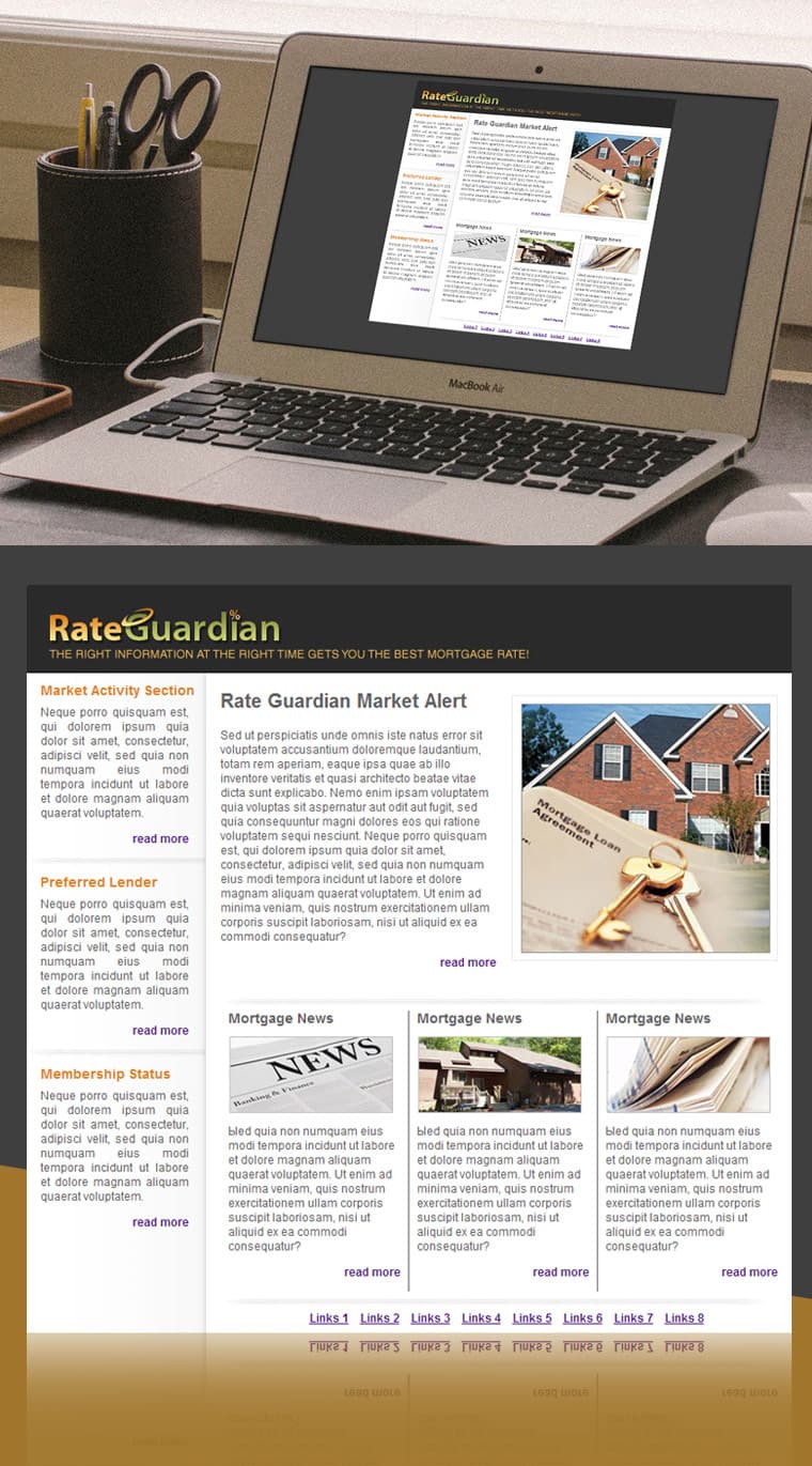 “RATEGUARDIAN” NEWSLETTER - Дизайн и разработка веб-сайта