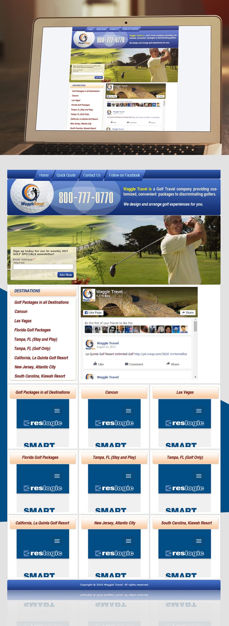 “WAGGLE TRAVEL” – GOLF TRAVEL COMPANY - Կայքի ձևավորում և պատրաստում